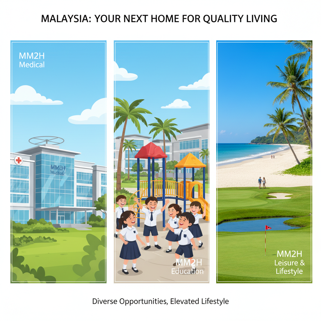Quality of life in Malaysia for MM2H participants, featuring healthcare, international schools, and leisure activities.