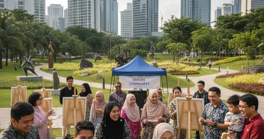 MM2H participants interacting with local Malaysians in a community setting, highlighting the social impact of the MM2H program