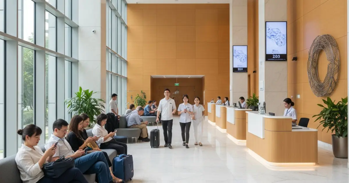 Modern hospital lobby in Malaysia, symbolizing enhanced healthcare access for MM2H participants