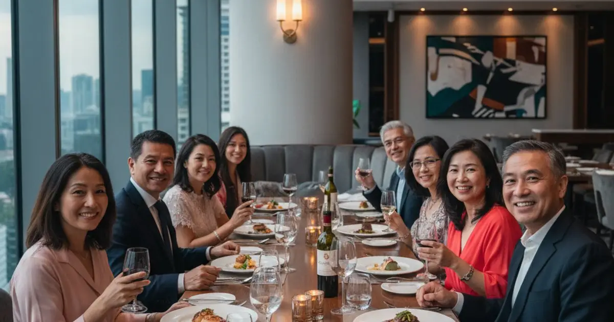 MM2H participants enjoying luxury dining in Kuala Lumpur, highlighting high-value tourism
