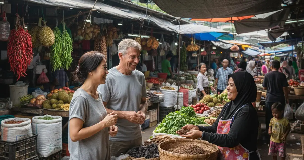 MM2H Program participants at a bustling Malaysian market