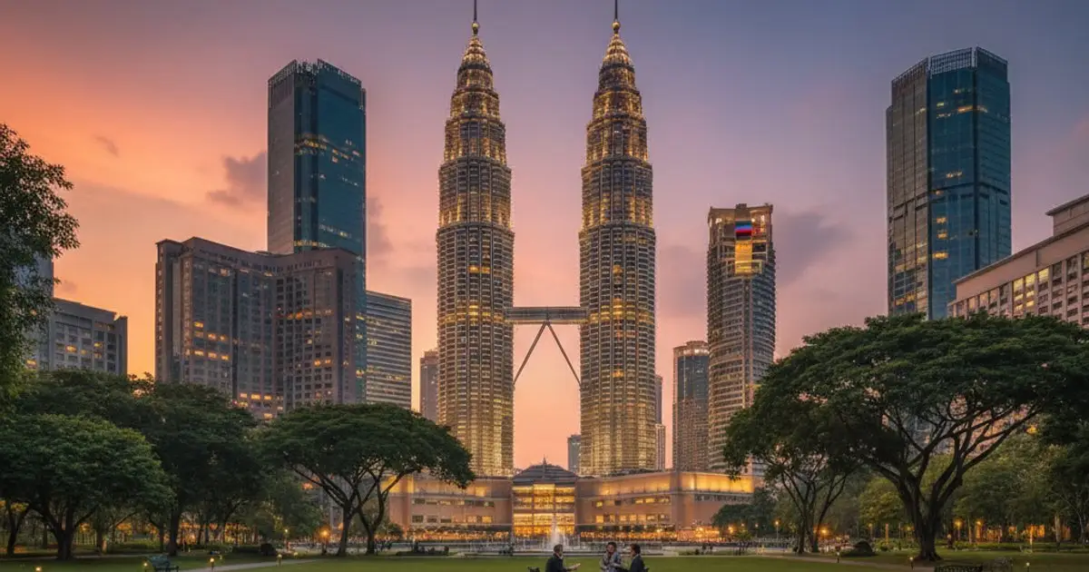 Kuala Lumpur skyline at dusk, representing the financial landscape for MM2H residents