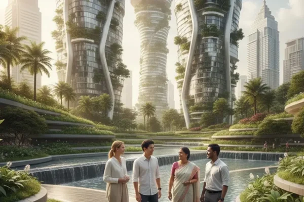 Diverse group enjoying a climate-resilient park in Kuala Lumpur, highlighting Malaysia's appeal for MM2H applicants